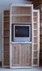 pine & log-2 doors-open shelves