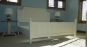 king size - square posts with turned finials and feet - frame and panel headboard & footboard