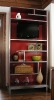 red lacquer-display cabinet-steel base & edge bands