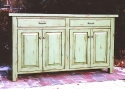 alder - 2 drawers - 4 doors - distressed green finish