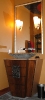 african mahogany & white oak vanity - vessel sink