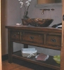 alder vanity - 3 drawers - shelf - vessel sink