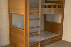 white oak - twin over twin bunk beds - 2 drawers