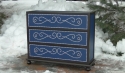 3 drawer chest - alder frame with blue panels