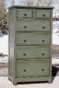 maple - 6 drawers - green paint finish with glaze