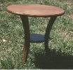 alder cricket table - curved legs - round shelf