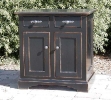 alder - 2 doors - 2 drawers - distressed black paint
