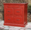 alder - 2 drawers - pull out shelf - distressed red