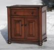 mahogany - 1 drawer - 2 doors - turned posts - bun feet
