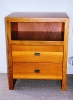 oak - 2 drawers - open shelf - mitered frame