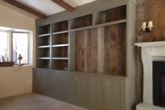 reclaimed oak and painted media cabinets